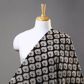 Black Traditional Bagru Print Fabric from Rajasthan
