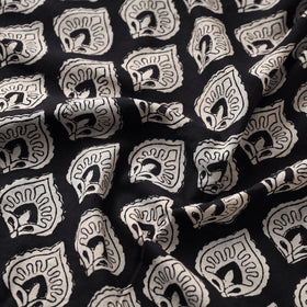 Black Traditional Bagru Print Fabric from Rajasthan