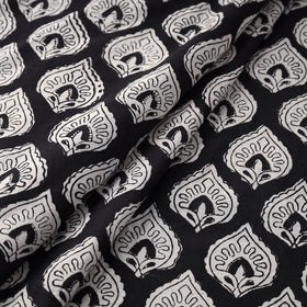 Black Traditional Bagru Print Fabric from Rajasthan