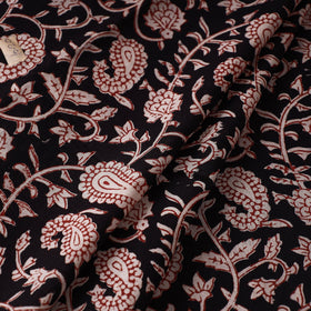 Black Bagru Block Print Natural Dyed Cotton Fabric