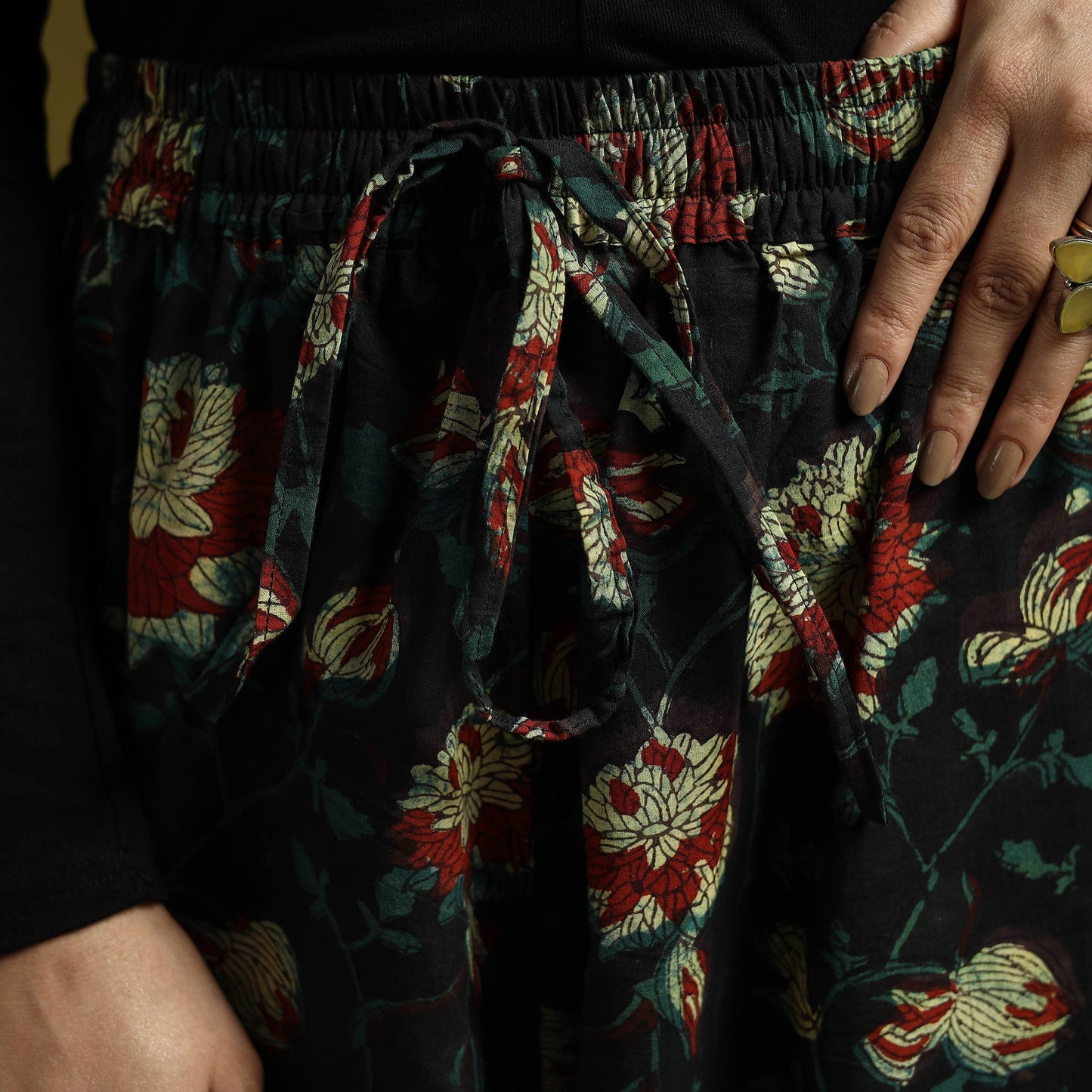 Black - bagru natural dyed cotton harem pant 14