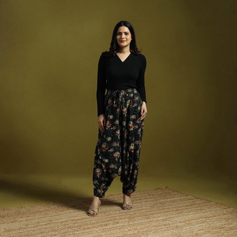 Black - bagru natural dyed cotton harem pant 14