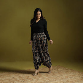 Black - bagru natural dyed cotton harem pant 20