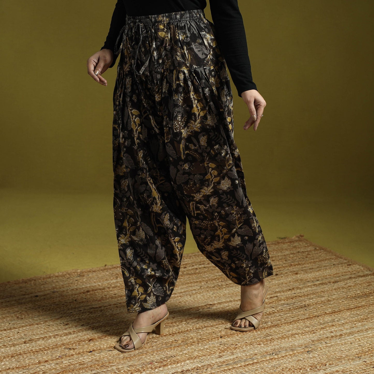 Black - bagru natural dyed cotton salwar 03 - handcrafted