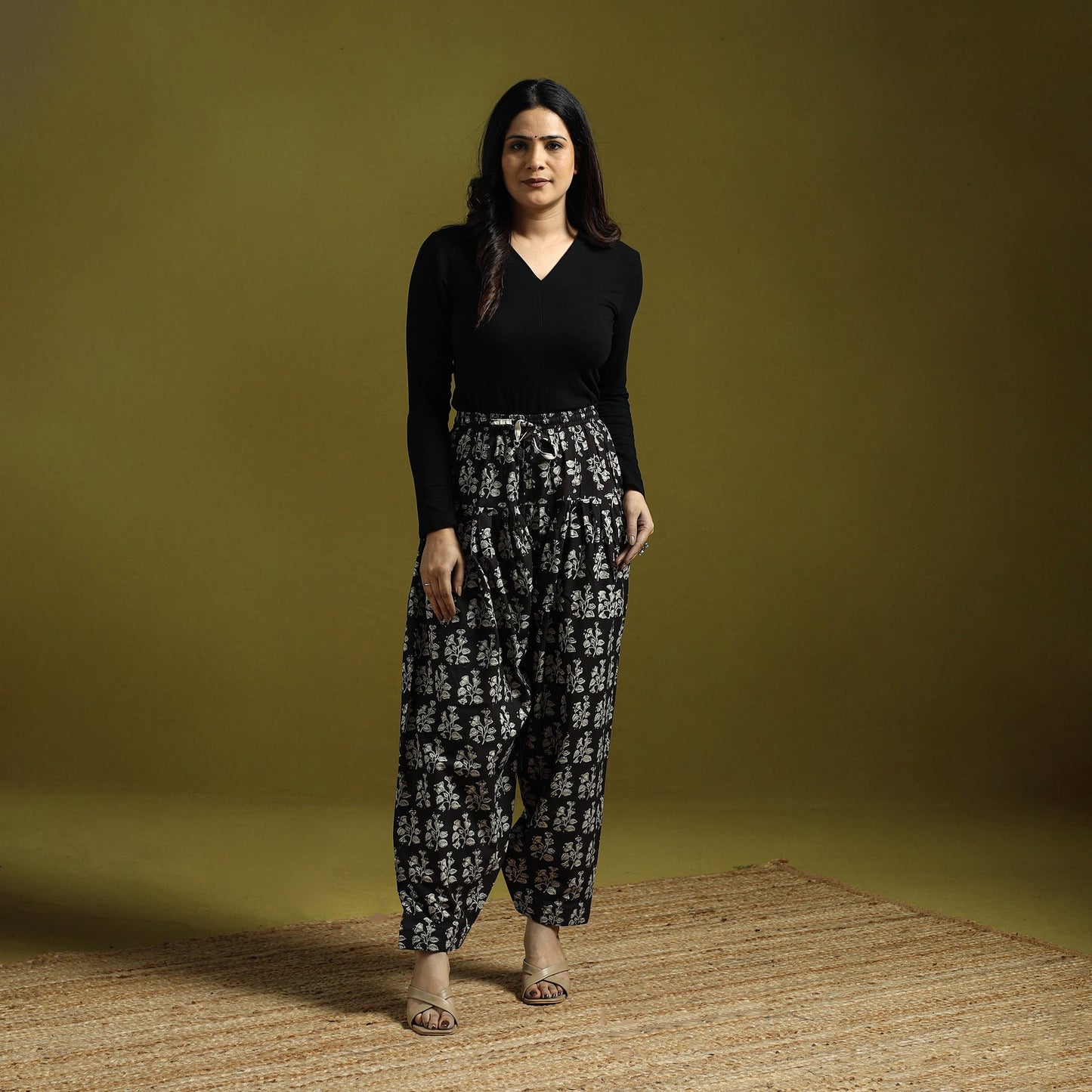 Black - bagru natural dyed cotton salwar 06 - handcrafted