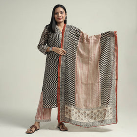 Bagru Kurta with Palazzo & Dupatta Set