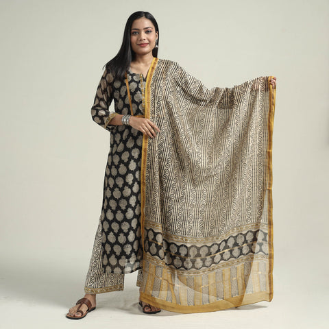 Bagru Kurta with Palazzo & Dupatta Set