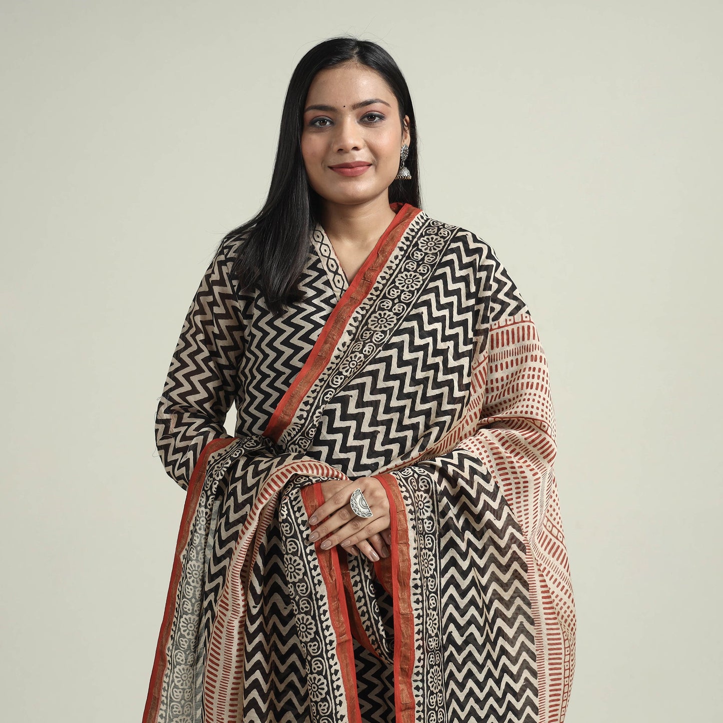 Bagru Kurta with Palazzo & Dupatta Set