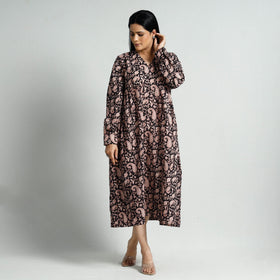  Bagru Block Printed Cotton Flare Dress 
