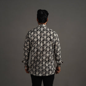 Black Bagru Block Printed Cotton Men Full Sleeve Shirt 