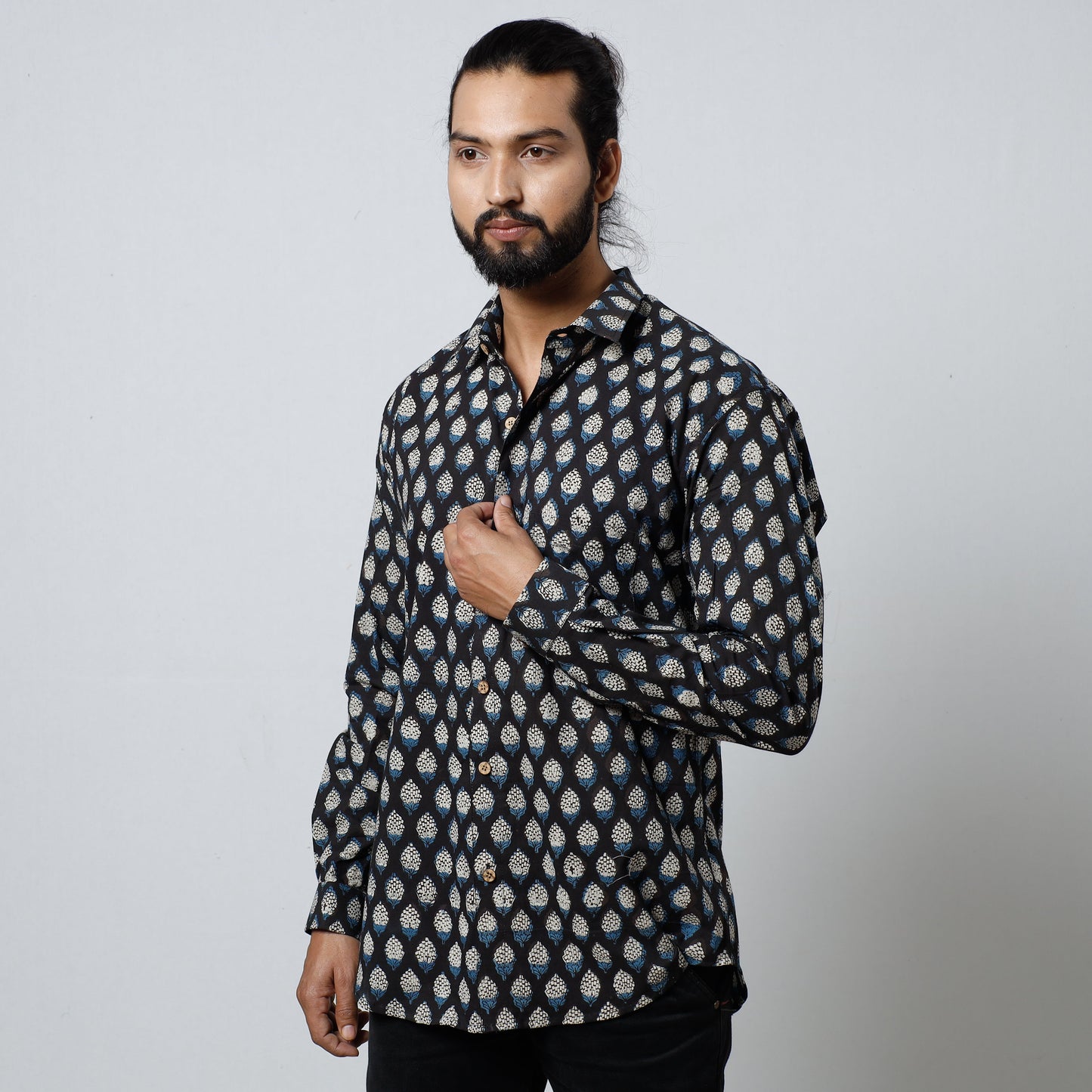 Buy Bagru Block Printed Cotton Men Full Sleeve Shirt Online l iTokri.com