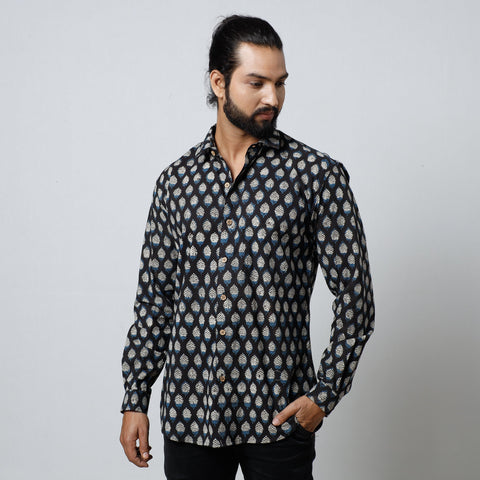 Buy Bagru Block Printed Cotton Men Full Sleeve Shirt Online l iTokri.com