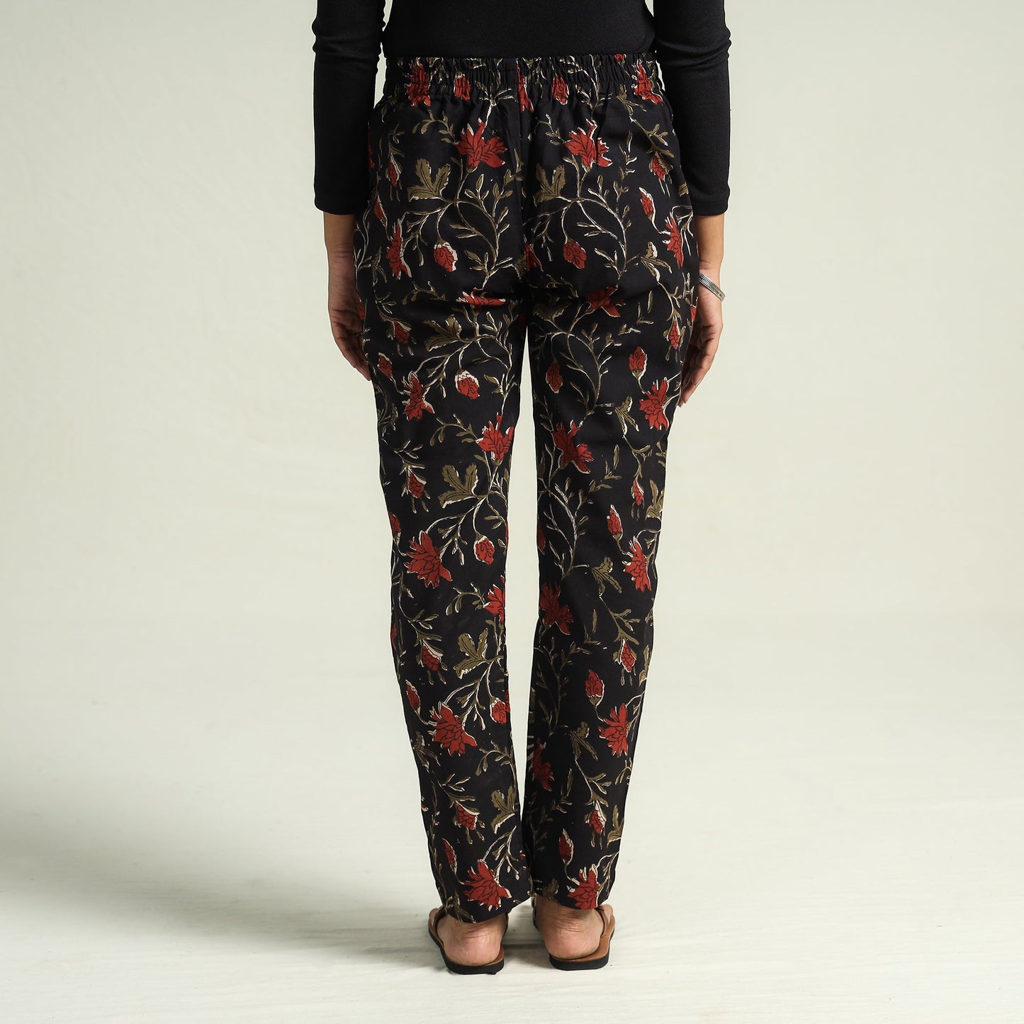 Black - bagru block printed cotton tapered pant