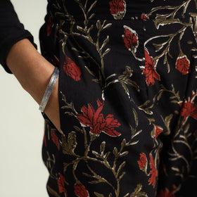 Black - bagru block printed cotton tapered pant
