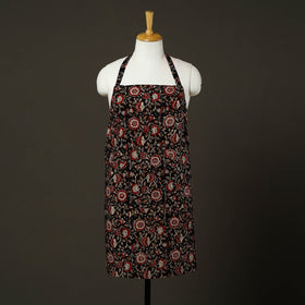 Black - bagru cotton apron with pocket 13 - handcrafted
