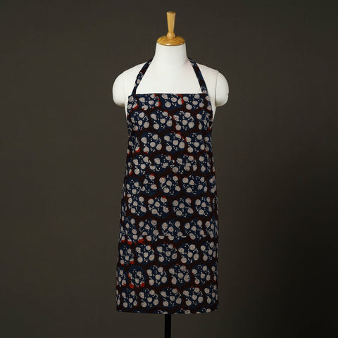 Black - bagru cotton apron with pocket 15 - handcrafted