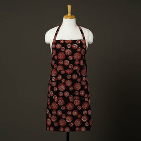 Black Bagru Block Print Cotton Apron with Pocket 