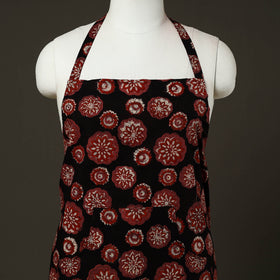 Black Bagru Block Print Cotton Apron with Pocket 