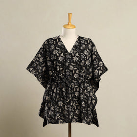 Black - bagru cotton kaftan (short) 22 - handcrafted