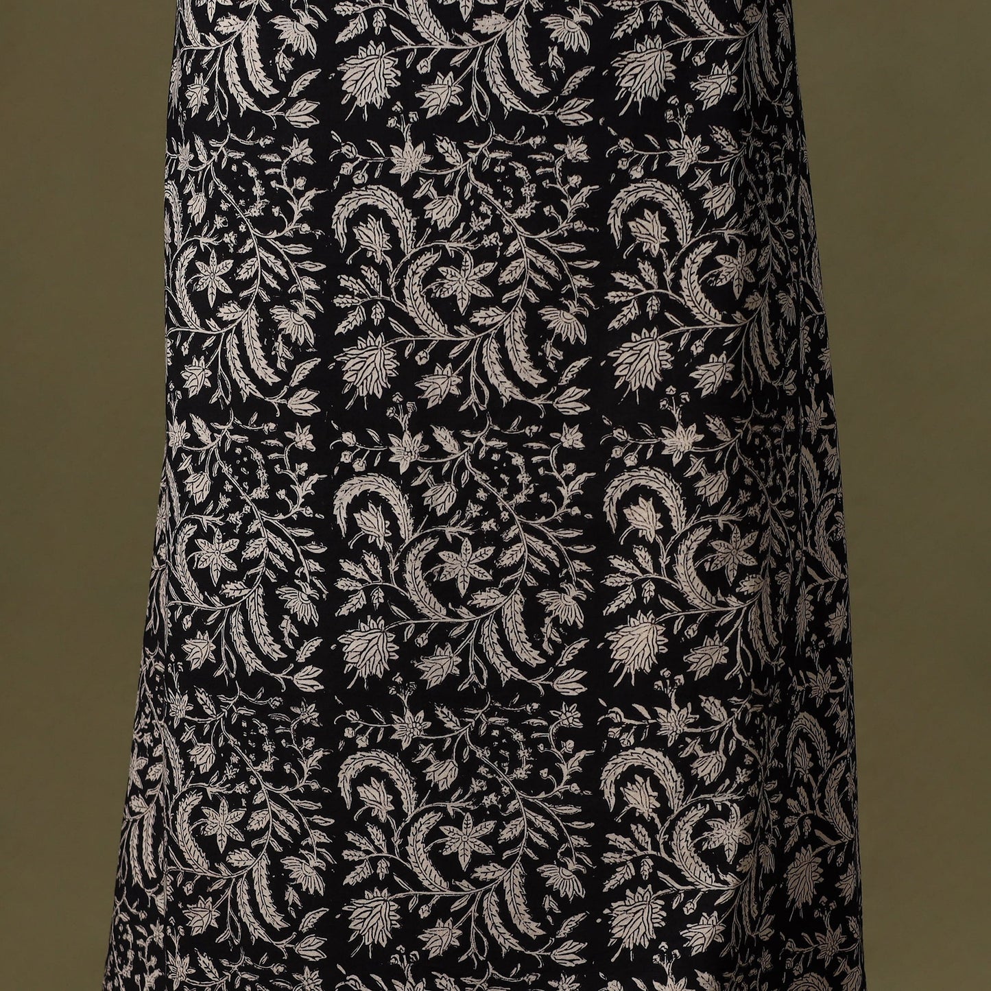 Black Bagru Print Cotton Unstitched Kurta Material