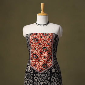Black Bagru Print Cotton Unstitched Kurta Material
