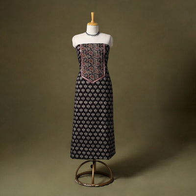 Black - bagru cotton unstitched kurta material (2.65m) 48