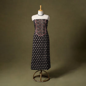 Black - bagru cotton unstitched kurta material (2.65m) 48