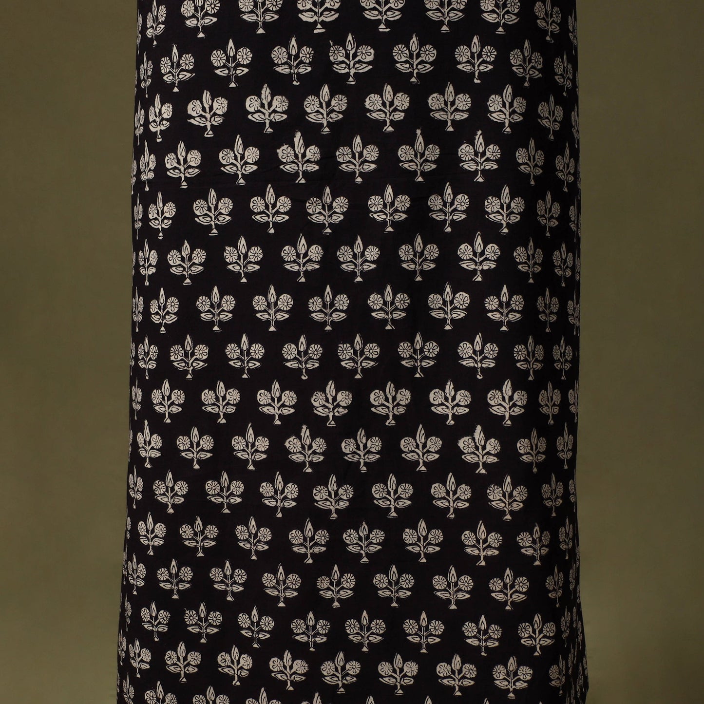 Black - bagru cotton unstitched kurta material (2.65m) 48