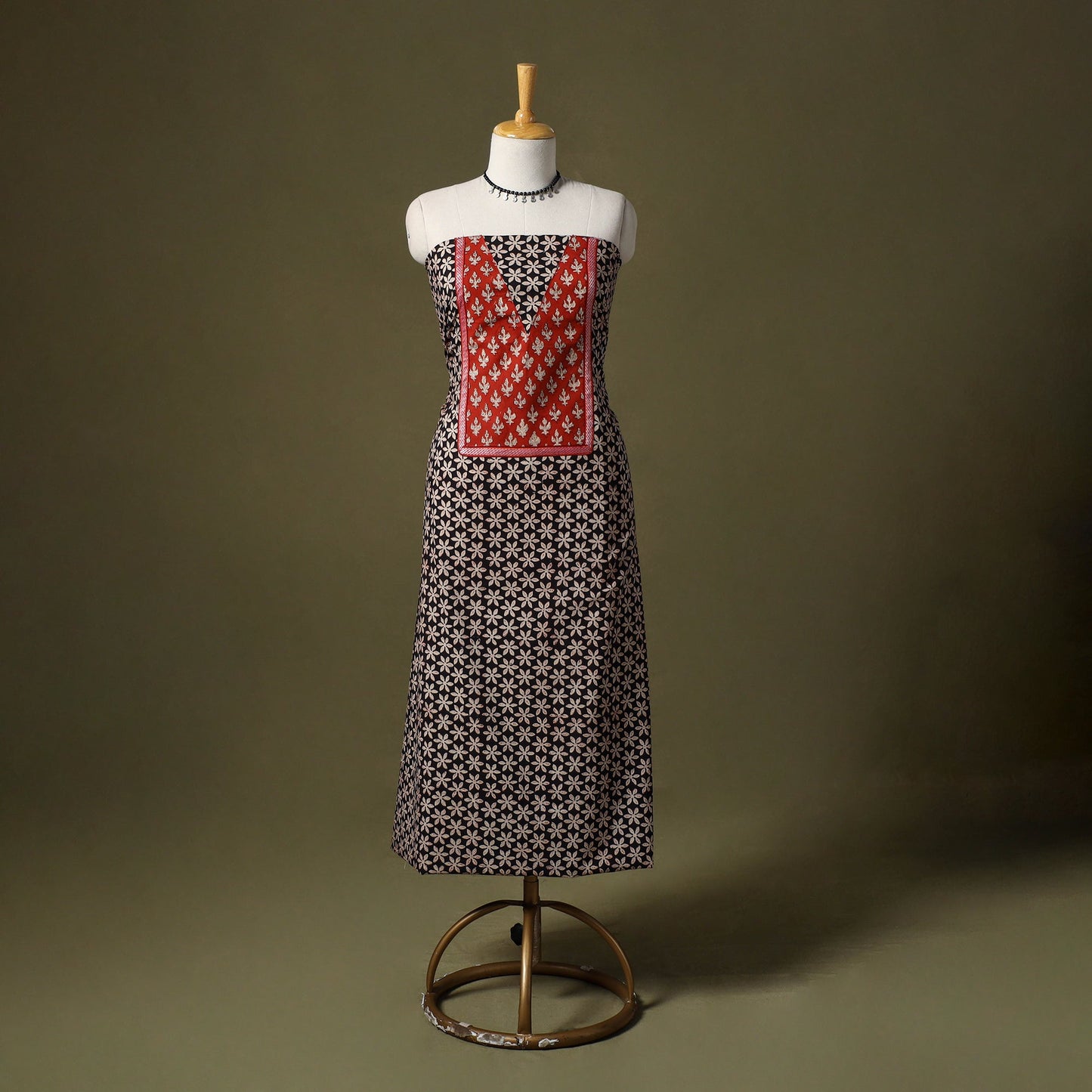 Black - bagru cotton unstitched kurta material (2.7m) 59