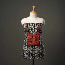 Black - bagru cotton unstitched kurta material