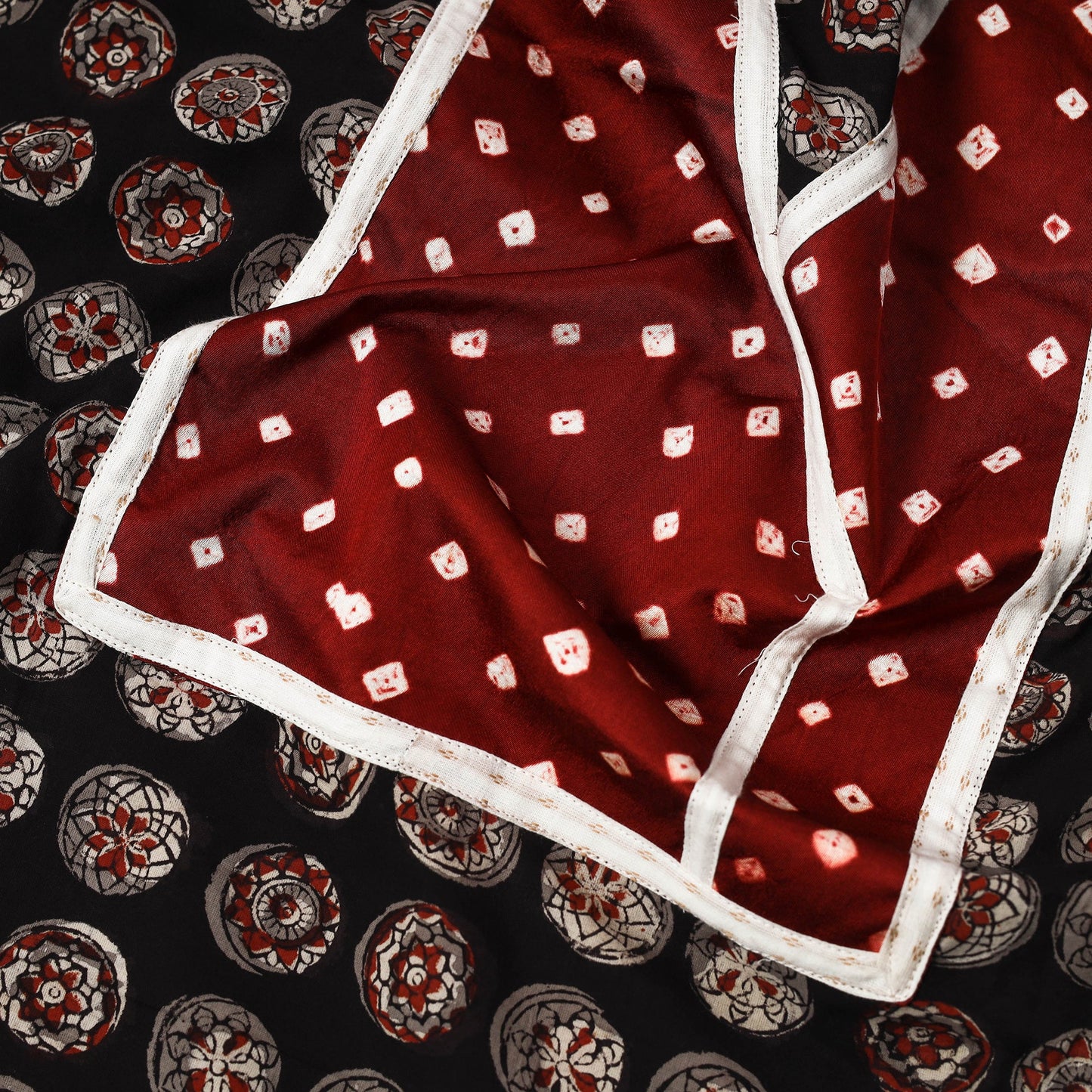 Black - bagru cotton unstitched kurta material