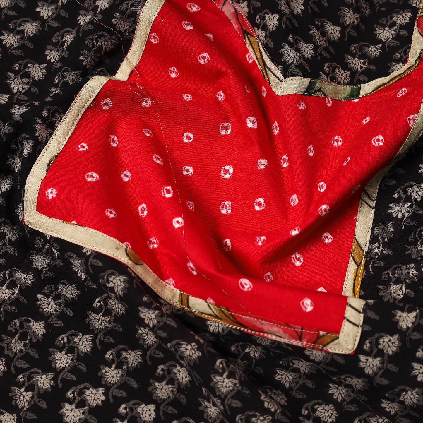 Black - bagru cotton unstitched kurta material