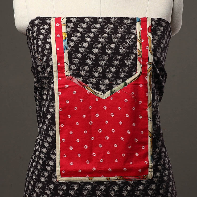 Black - bagru cotton unstitched kurta material