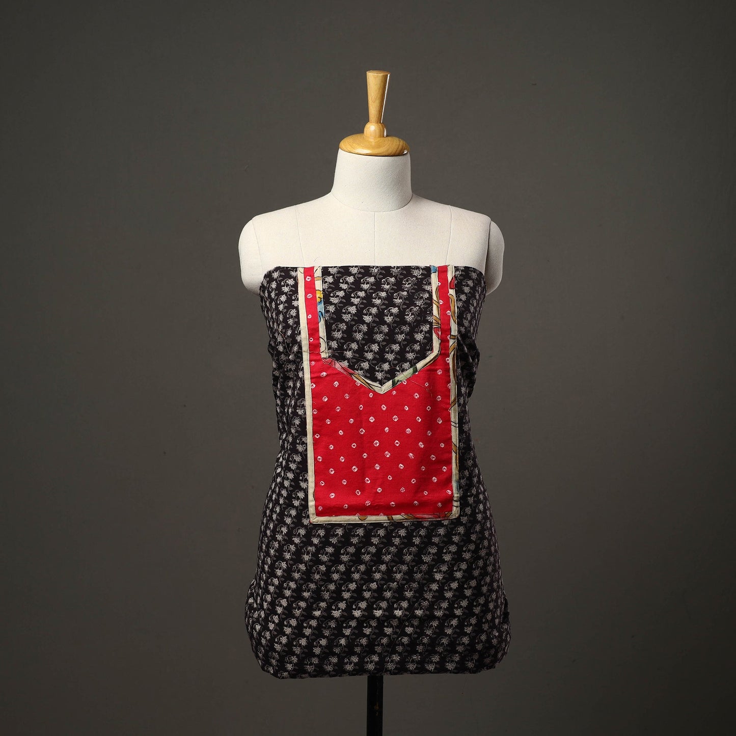 Black - bagru cotton unstitched kurta material