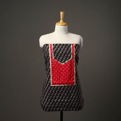 Black - bagru cotton unstitched kurta material