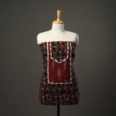 Black - bagru cotton unstitched kurta material