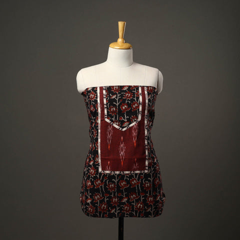 Black - bagru cotton unstitched kurta material