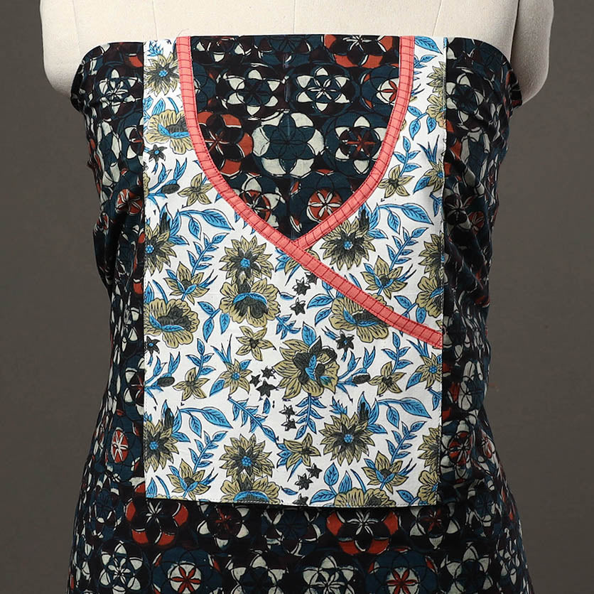 Black - bagru cotton unstitched kurta material