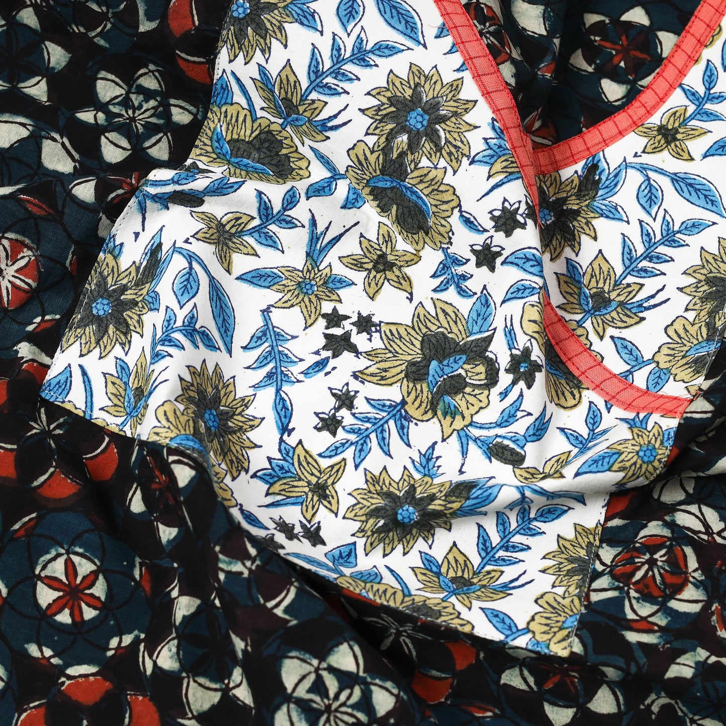 Black - bagru cotton unstitched kurta material