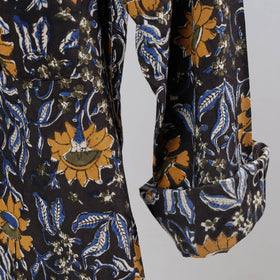 Black Bagru Dabu Block Printed Cotton Men Full Sleeve Shirt