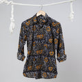 Black Bagru Dabu Block Printed Cotton Men Full Sleeve Shirt