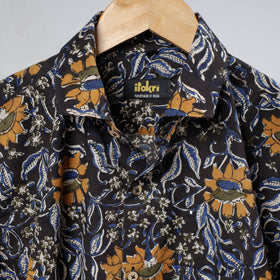 Black Bagru Dabu Block Printed Cotton Men Full Sleeve Shirt
