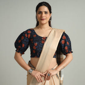 Black - Bagru Dabu Block Printed Cotton Stitched Blouse 05
