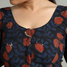 Black - Bagru Dabu Block Printed Cotton Stitched Blouse 05