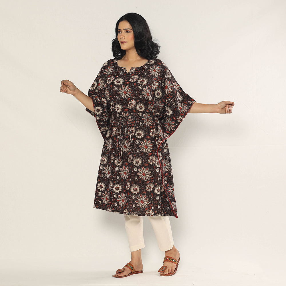 Buy Bagru Dabu Block Print Cotton Kaftan Dress