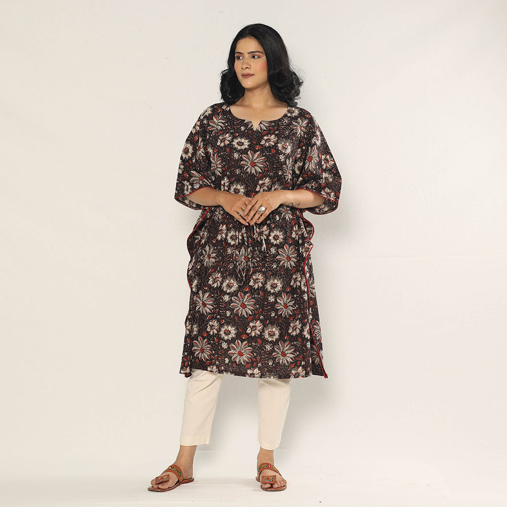 Buy Bagru Dabu Block Print Cotton Kaftan Dress