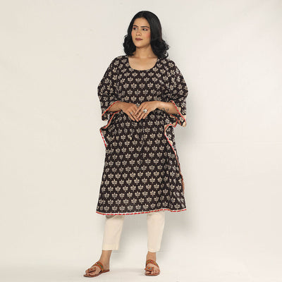 Buy Bagru Dabu Block Print Cotton Kaftan Dress