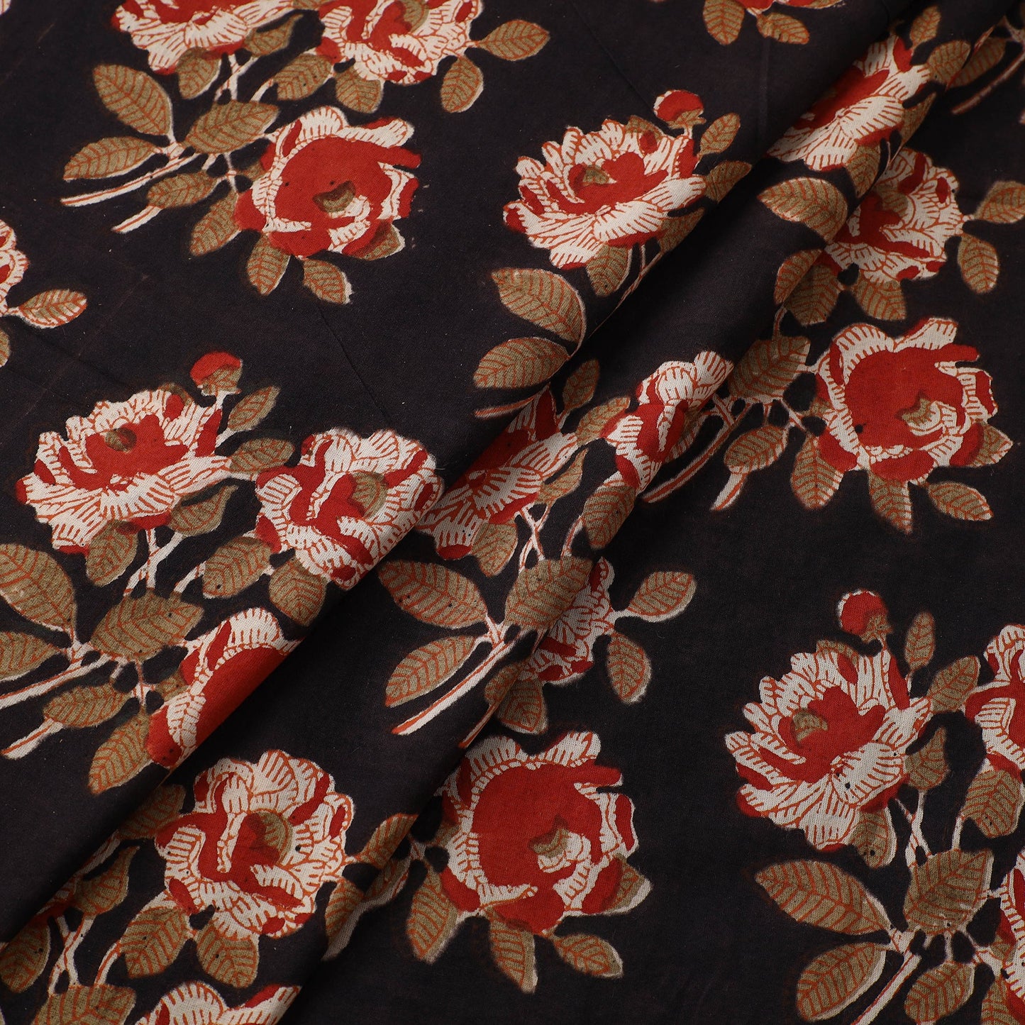  Black Bagru Dabu Print Fabric in Cotton 