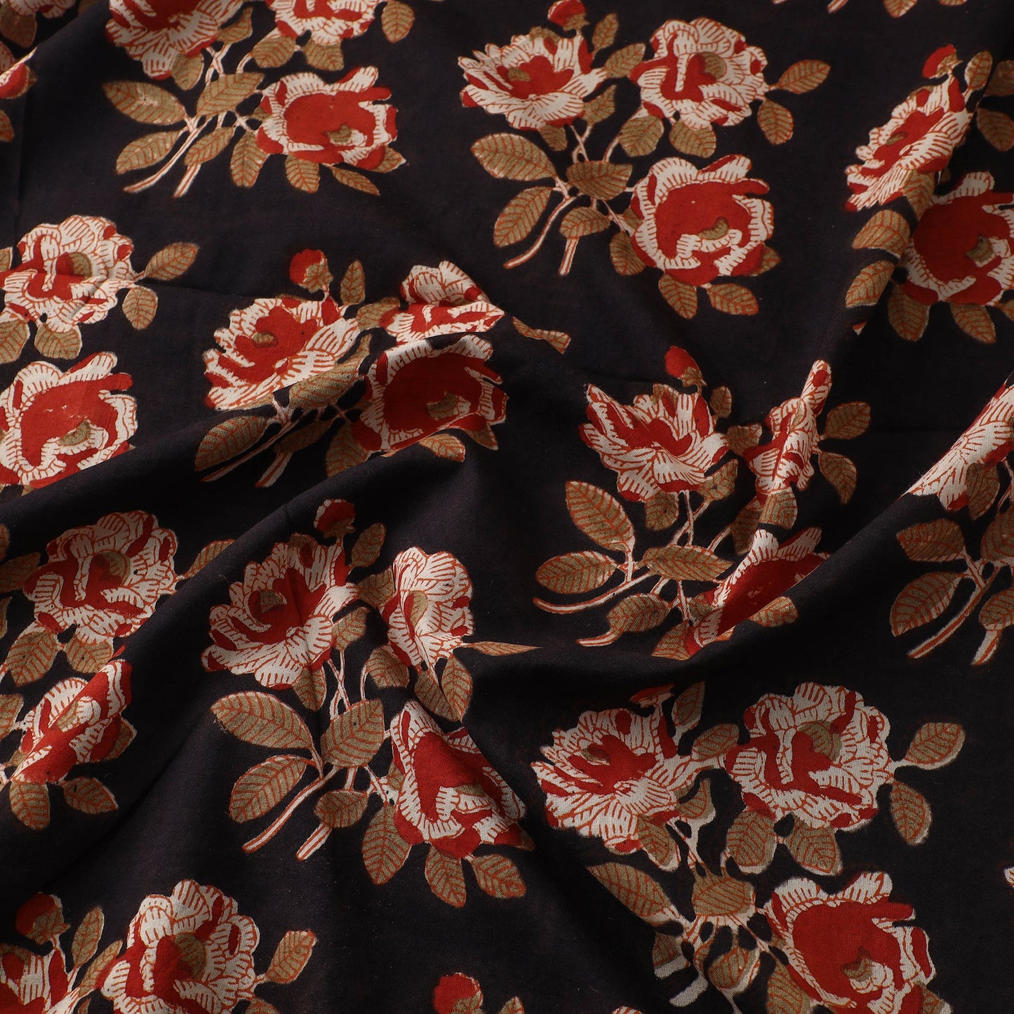  Black Bagru Dabu Print Fabric in Cotton 