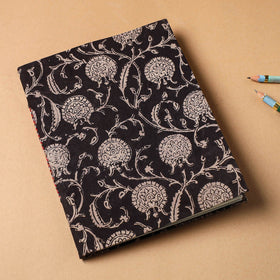 Black Bagru Fabric Cover Handmade Paper Notebook